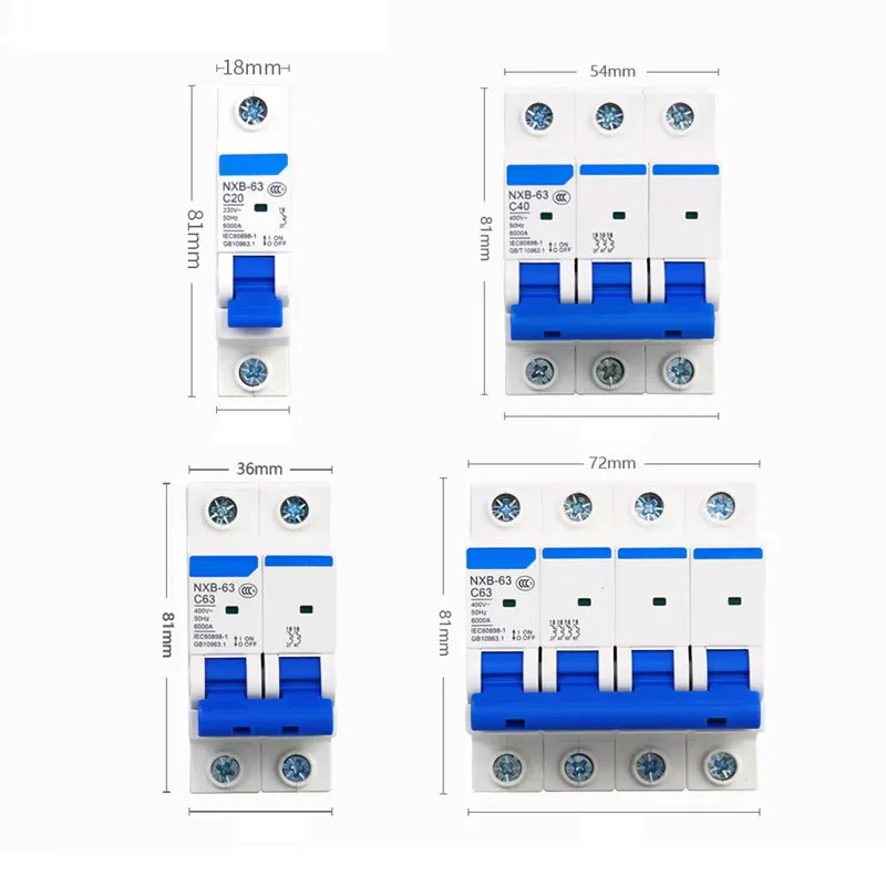 Circuit breaker  NXB-63 1P 2P 3P 4P 1A 2A 3A 6A 10A 16A 20A 25A 32A 40A 63A 230V 220V 50HZ Miniature MCB NEW DZ47