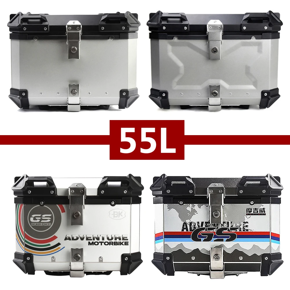 

55L Motorcycle Top Case Universal Motorcycle Aluminum Box Moto Rear Luggage Case 55L Motorcycle Storage Tail Box Toolbox