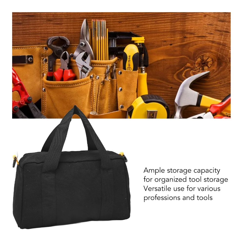 Portable Wide Mouth Tool Bag Waterproof Large Capacity Tool Pouch Canvas Tool Tote Bag For Electricians