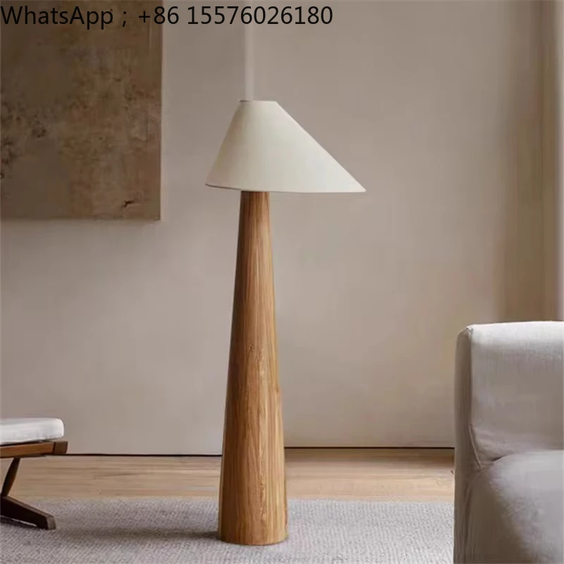 

Conical Oak Floor Lamp Wabi Sabi Retro Floor Living Room Bedroom Study Solid Wood Desk Bedside Home Decoration