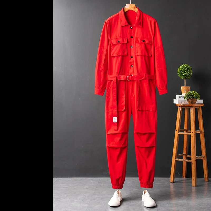 

Мужской рабочий комбинезон-костюм для осени, для уличных танцев, выступлений, работы в баре, модный повседневный наряд