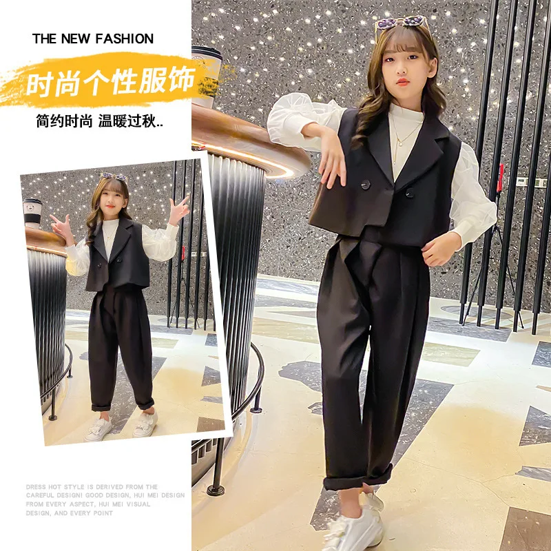 Girls' 2025 New Spring Clothes Foreign Clothes Fashionable Children's Small Suits Vest Suits