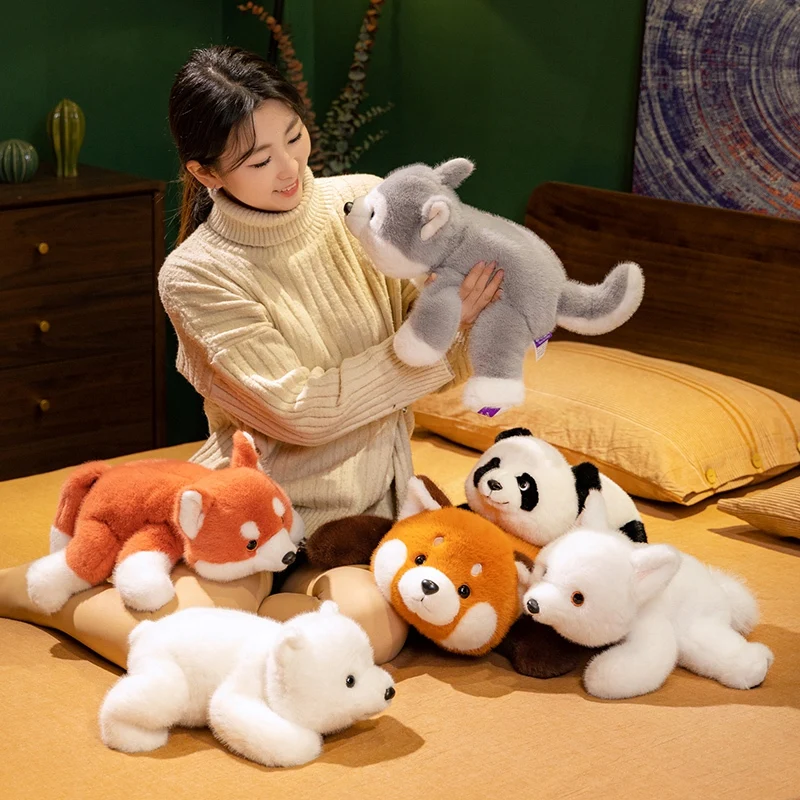 

30 ~ 60 см прекрасная мягкая плюшевая подушка с животными, реалистичная пушистая мягкая игрушка, удобная обнимающаяся игрушка, медведь, енот, лиса, панда, хаски для детей