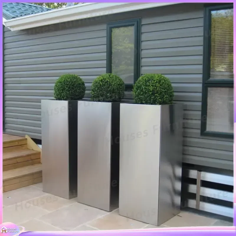 Custom Size Outdoor Metal Flower Pot Vertical Steel Planter Box for City Street Park Garden Furniture Large Modern Planters