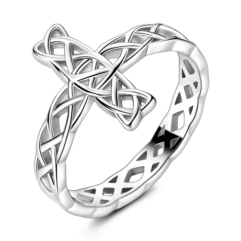 

Original 925 Sterling Silver Braided Cross Ring For Women Girls Jewelry Birthday Anniversary Gifts