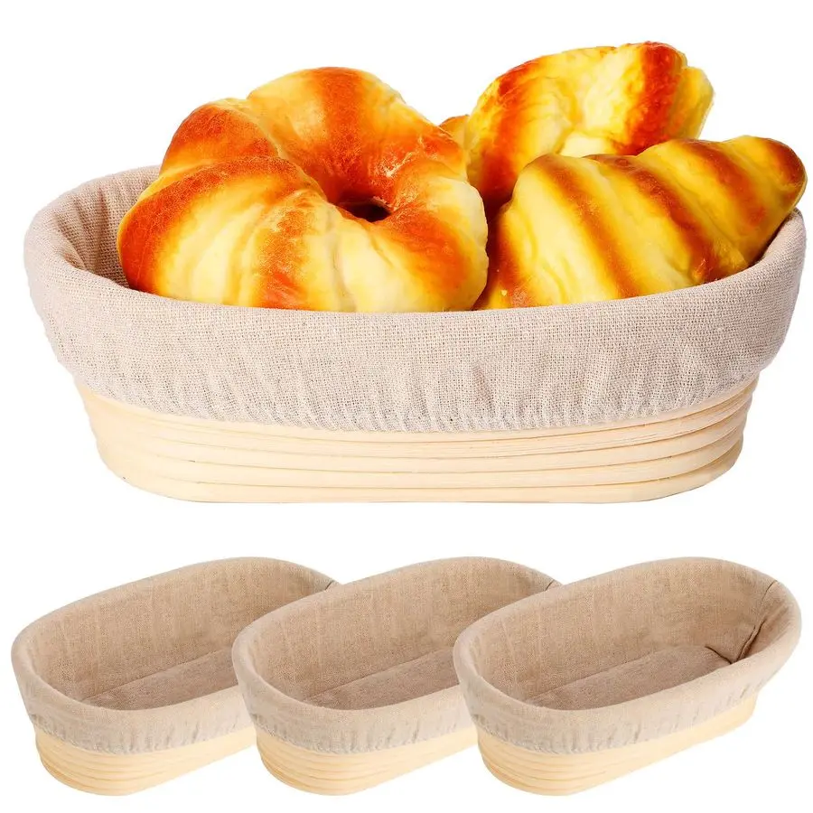 

Pieces 10 Inch Bread Banneton Proofing Basket Oval Shape Bread Proofing Basket Rattan Oval Banneton Dough Proofing Bowls with Li