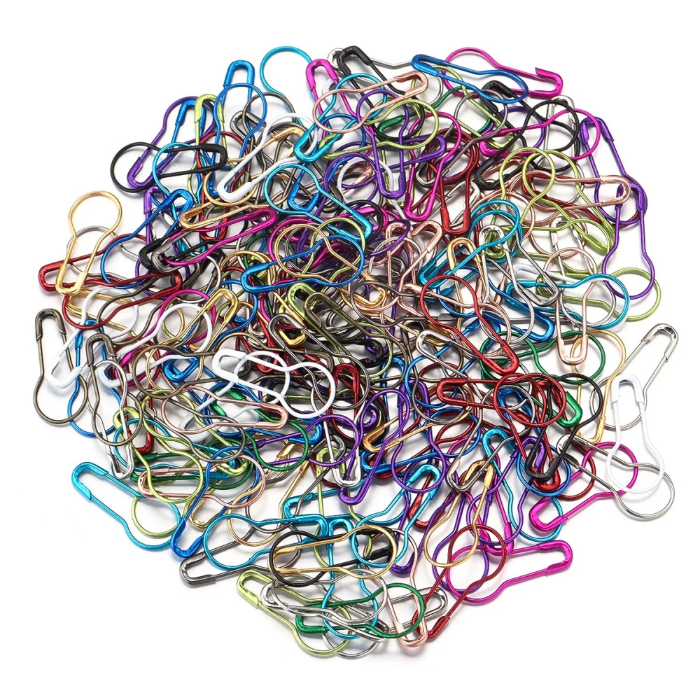 200Pcs/Lot Metal Pins Crochet Accessories Gourd Safety Pin Locking Knitting Marker Tag Clips Latch Sewing Tools 9.5x22MM