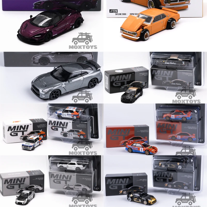 

Модель автомобиля MINI GT 1:64 720S Skyline2000 R35 GT500 Lancia Impreza RX-7 GR86 из литого металла