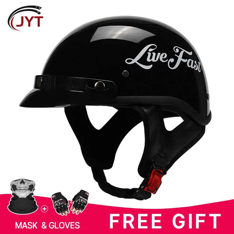 

Glossy black half helmet motorcycle half helmet ladle helmet motorcycle cruise helmet electric vehicle safety helmet suitable