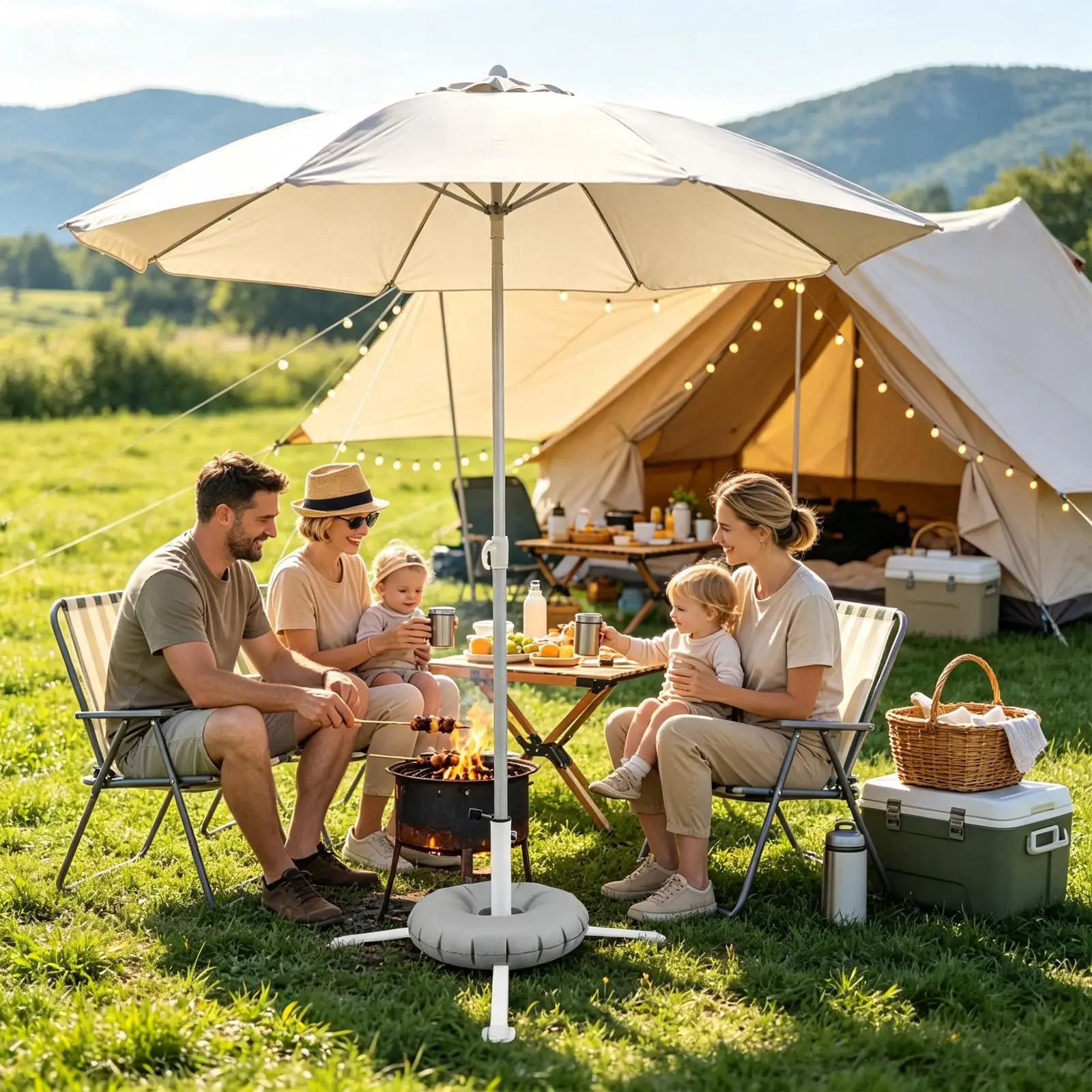 Sand Base For Beach Umbrella Foldable Adjustable Easy In Stall Holder Sand Mount Beach Umbrella Stand For Backyard Poolside Area