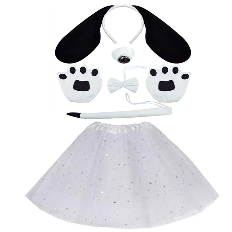 A0NF Costume chien queue nez queue nœud jupe, tenue déguisement pour chien