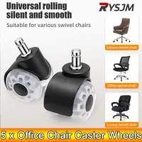 Rueda Universal silenciosa para silla de oficina, rodillos giratorios de goma suave seguros, Hardware para muebles, escritorio y oficina, AD 5 piezas
