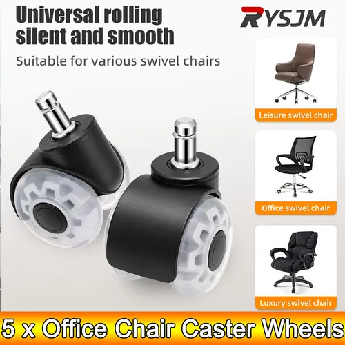 Rueda Universal silenciosa para silla de oficina, rodillos giratorios de goma suave seguros, Hardware para muebles, escritorio y oficina, AD 5 piezas