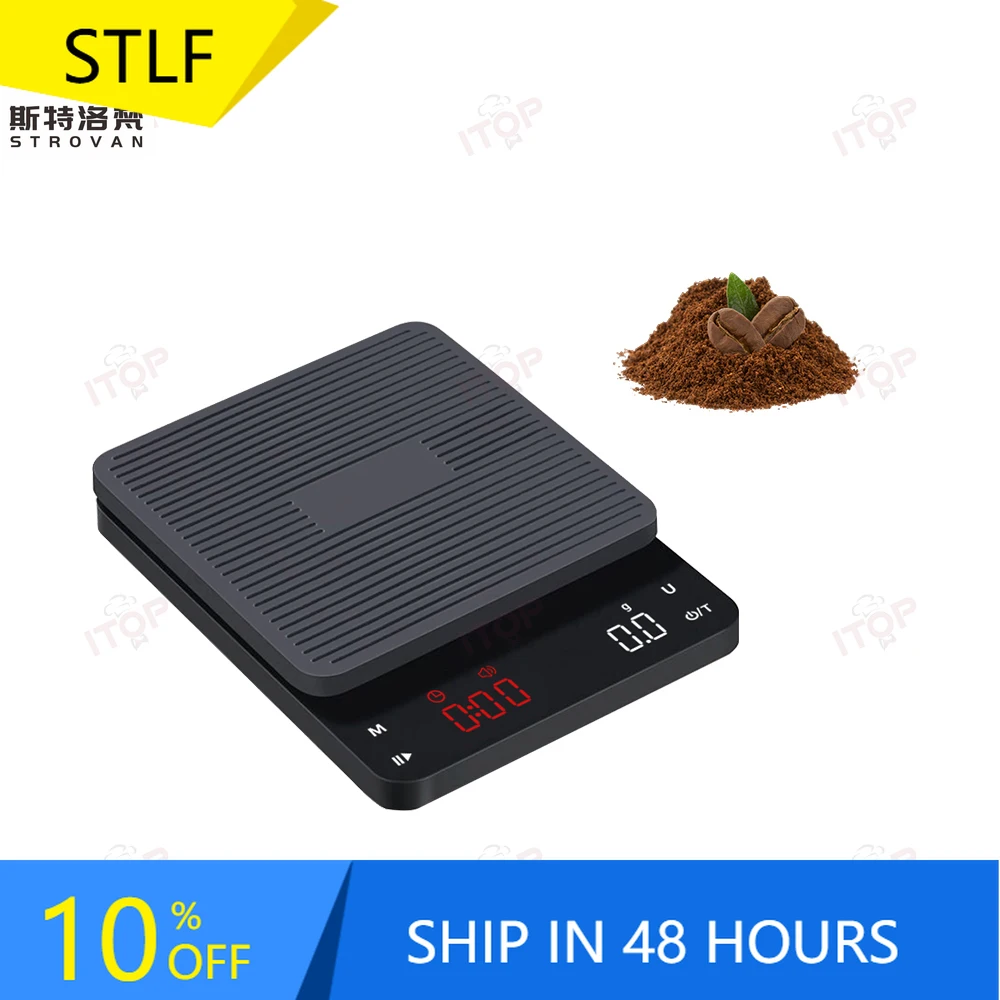 

STLF JW Stylish Portable 3000g 0.1g Digital Coffee Scale Electronic Kitchen Weight Measuring Device with Battery Power and Timer