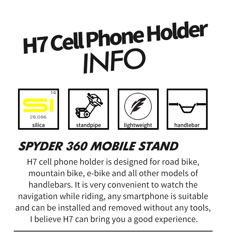 ULAC 360 ° Drehbarer Handyhalter für Fahrrad und Motorrad, sichere Halterung aus Silikon, Pull-Typ-Halterung für alle Handys. – Detail 2