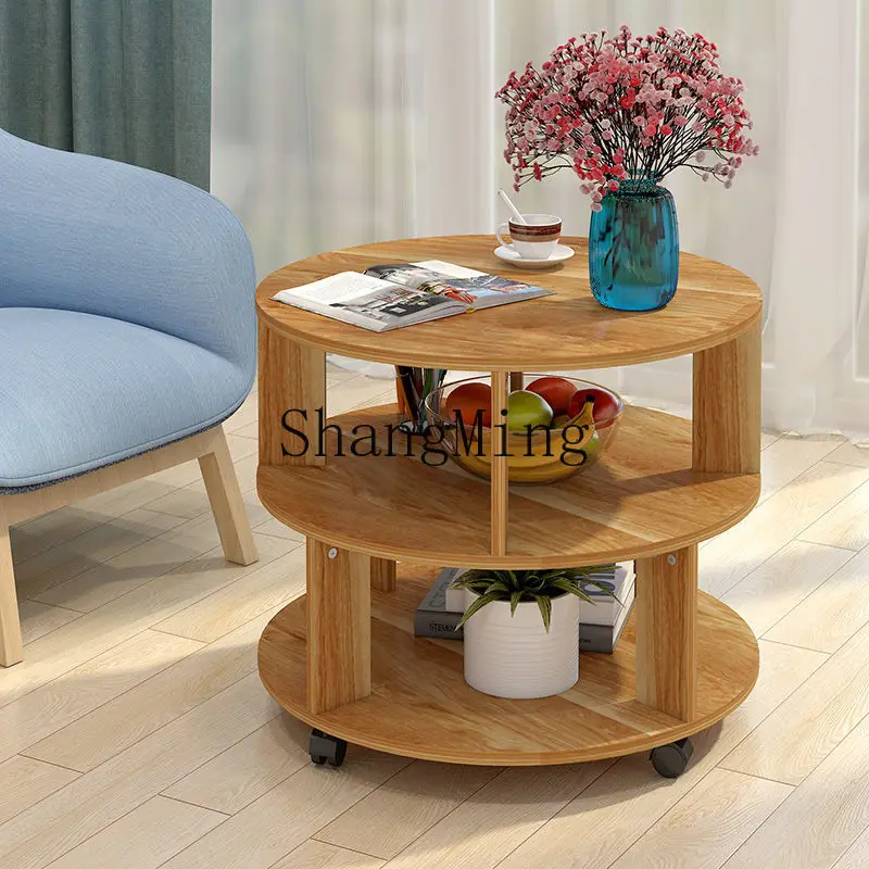 

FG simple modern round creative living room storage bedroom bedside cabinet edge few assembled balcony small table