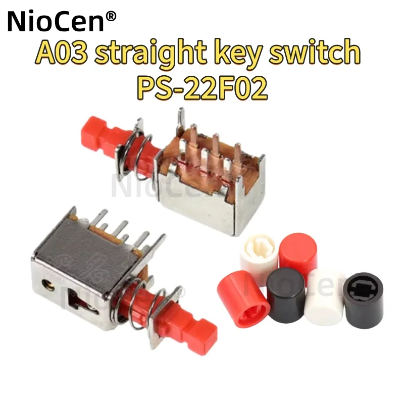 

（20pcs）A03 straight key switch PS-22F02 six foot lock self-locking switch/red button key switch