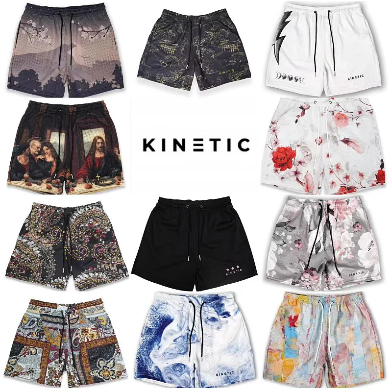 KINETIC Mens Summer New Fashion Sports Gym Fitness Running Basketball Mesh Short Pants Male Quick Dry Casual Breathable Shorts