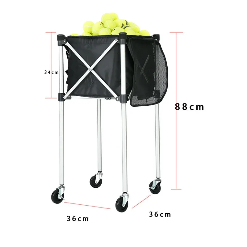 

Folding Tennis Frame Big Capacity Aluminum Alloy Tennis Cart Mobile Portable Trainer Pick Up Basket Tennis Ball Packing Basket