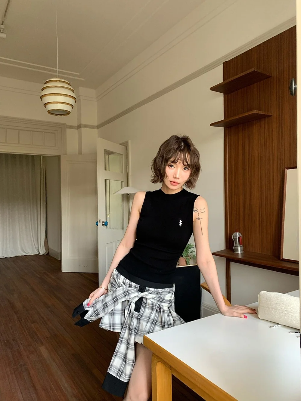 

Пряная девушка клетчатая юбка с бантом и цветочным бутоном женская весна-лето новая утягивающая юбка уникального дизайна Sense f-длины брюки