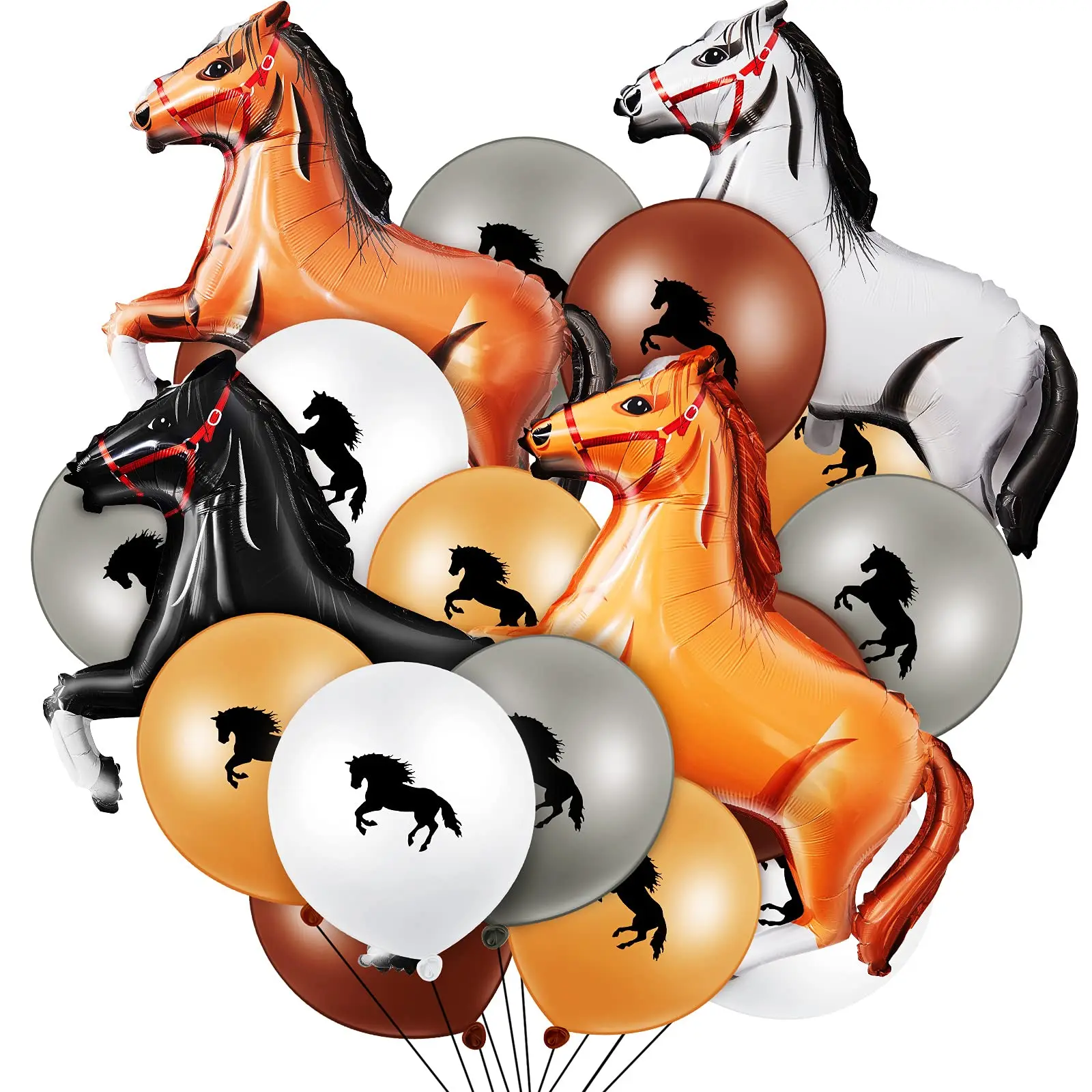 44pcs Horse Balloon Set For Horse Theme Party Decorations Horsemanship Club Supplies Cowboy Cowgirl Birthday Party Decors