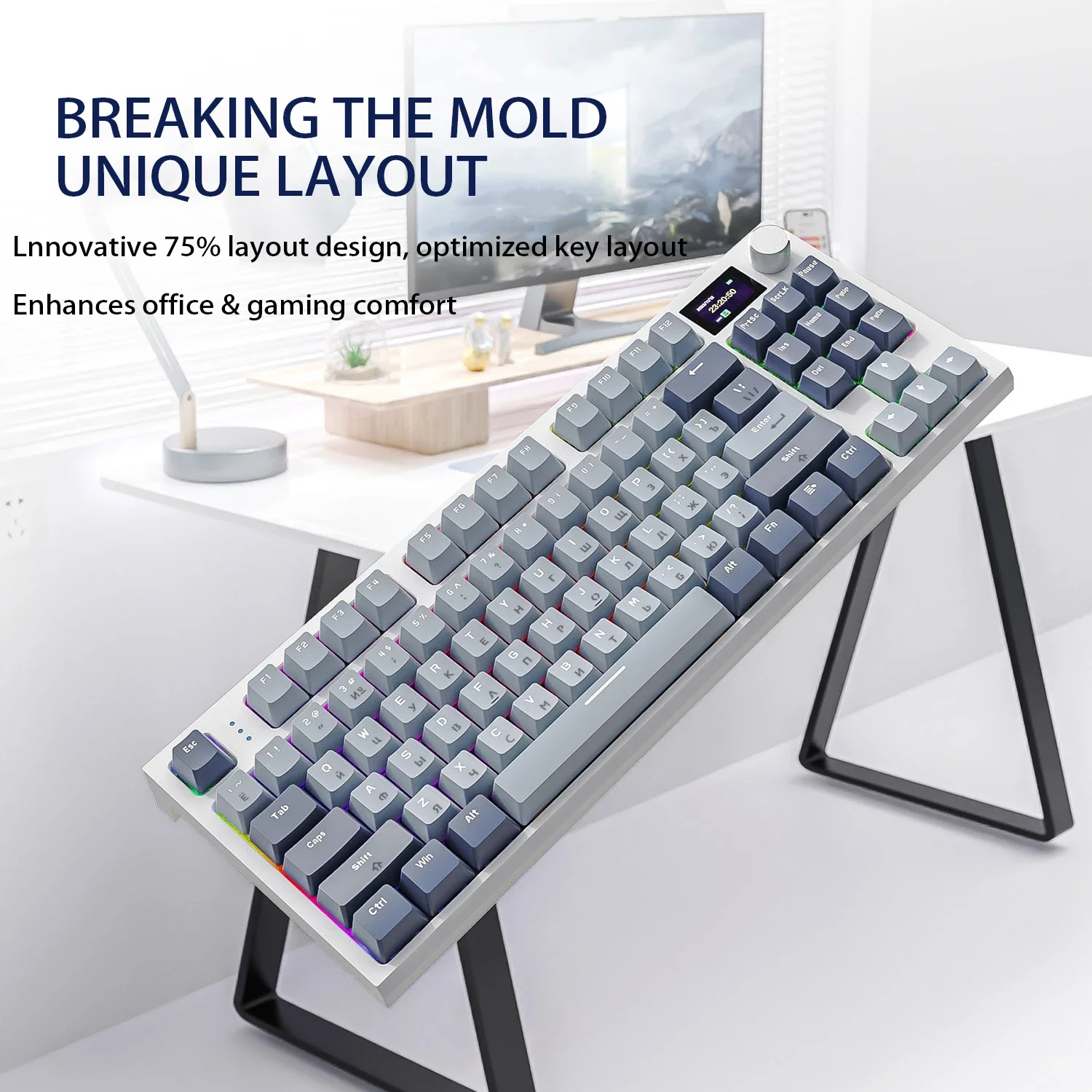 Imagem -02 - Ataque Shark-k86 Teclado Mecânico para Jogos Tri-mode sem Fio Bluetooth Personalizado 87key Rgb Hot Swap Versão Russa