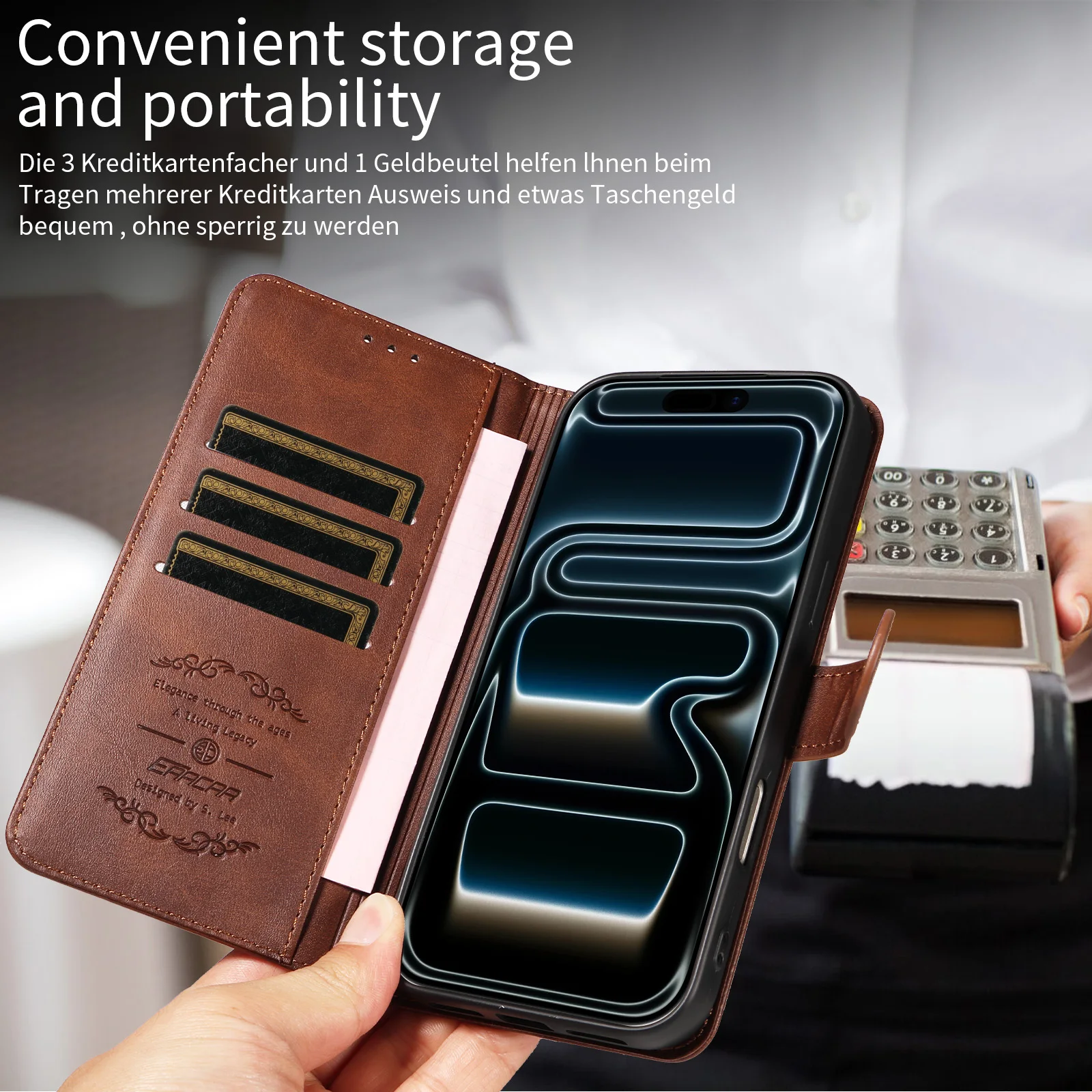 Faux Leather Phone Case for Samsung A56 A36 A26 A16 A15 A12 A06 A05 Light Luxury Phone Cover Built-in Stand Card Holder view 6
