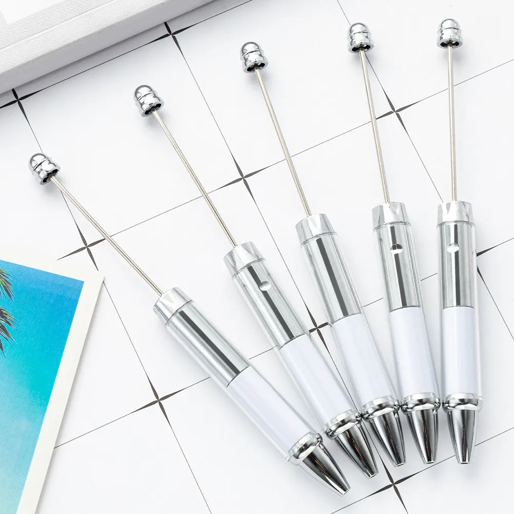 

5Pcs Beaded Pen Plastic Ballpoint Pen Creative Design Smooth Writing Ergonomic Portable Fun Stationery Craft Writing Pens