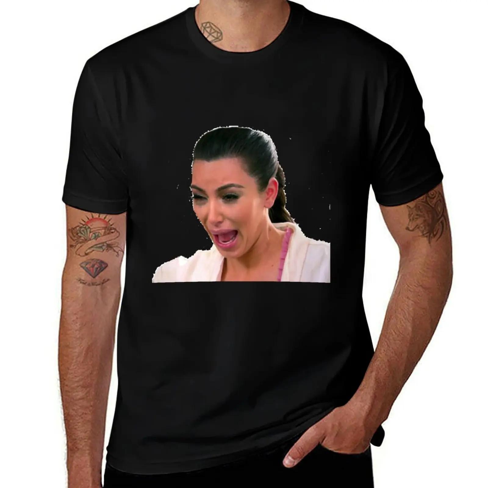 Kim K Crying Face T-Shirt Summer Fashion Casual Tee Shirt T-Shirt