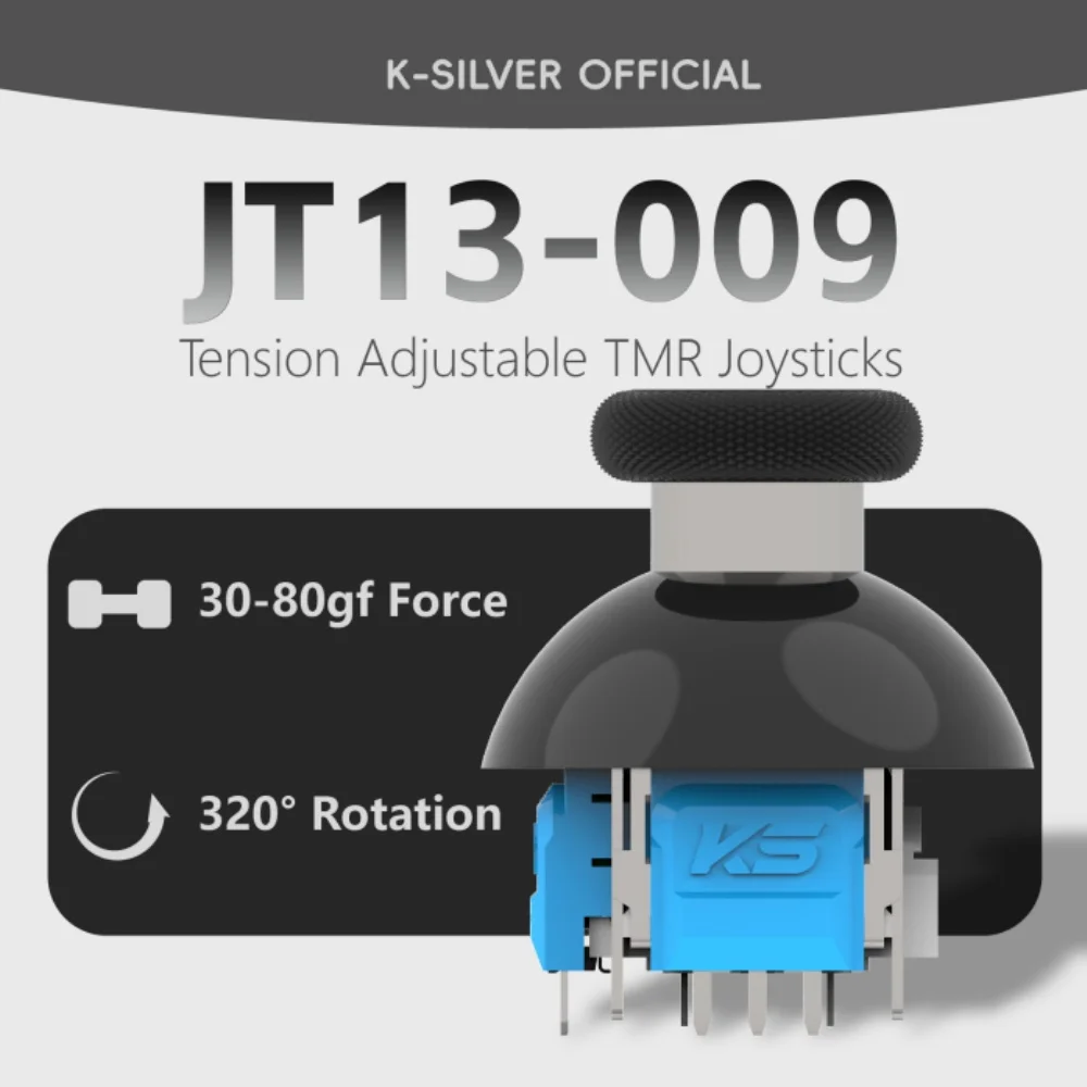 K-SILVER JT13-009 320 °   Regulowany naciąg joysticka magnetycznego TMR do PS5, siła 30-80gf, moduł naprawczy joysticka zapobiegający dryfowaniu. — zdjęcie produktu 2