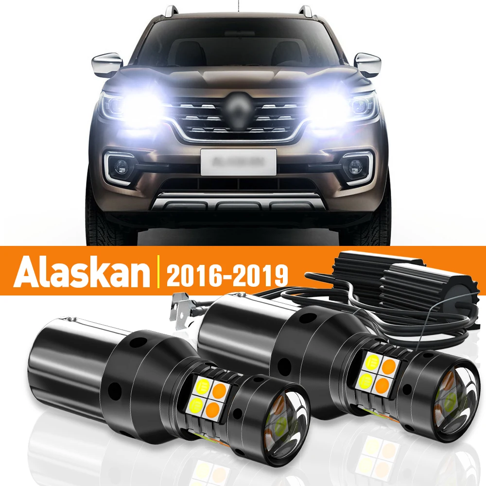 Luz LED de circulación diurna para coche Renault, señal de giro de modo Dual de 2 piezas, DRL, accesorios Canbus para Renault Alaskan 2016-2019 2017 2018