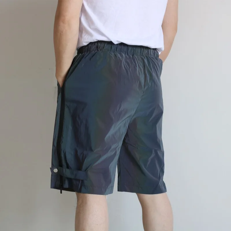 ‌ Pantalones cortos de carga tácticos para hombre, ropa de calle con bolsillos reflectantes con cremallera, estilo Hip Hop, holgado hasta la rodilla, ropa informal para deportes al aire libre, verano