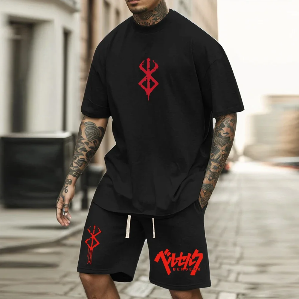 

Men's Sportswear Sets Summer Casual T Shirt Shorts Sets Breathable Short Sleeve T-Shirts Fashion Basketball Training Sportwear