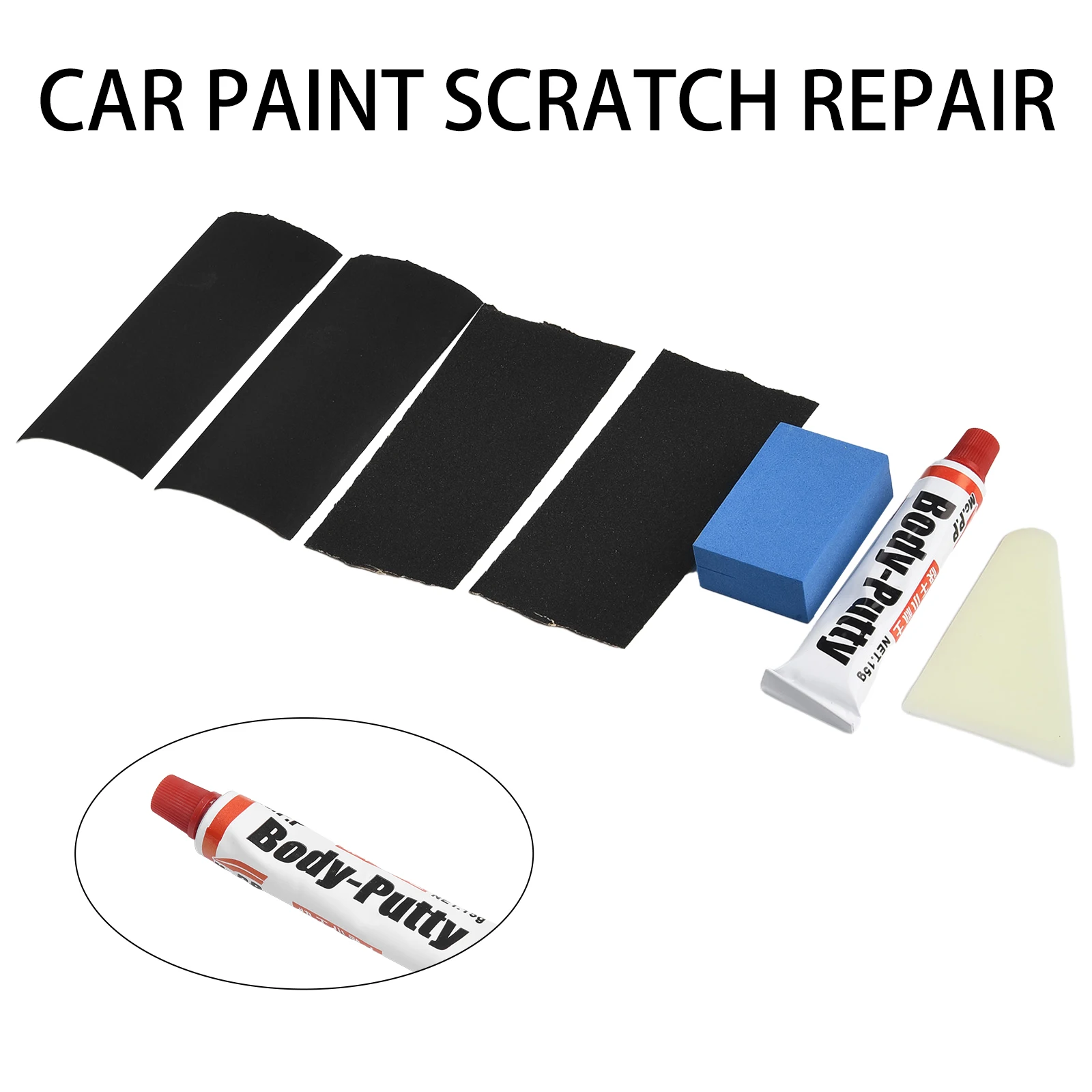 7Pcs/set Car Body Putty Scratch Filler Smooth Repair Tools Assistant Resistant Assistant Smooth Car Restore Tool Water Sandpaper