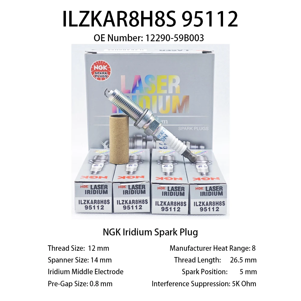 4pcs Original NGK Spark Plug ILZKAR8H8S 95112 Suitable For 10th generation Civic FK7/FC1 L15B7