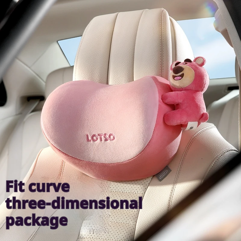 Car Headrest Driving Neck Pillow Strawberry Bear Headrest Car Seat Car Driver Pillow Comfortable And Practical Decoration