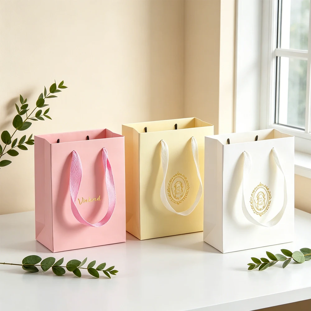 

Paper Jewelry Tote Bag Personalized Logo 14x7x15cm Kraft Paper Bags With Handle Custom Earrings Perfume Lipstick Organizer Box