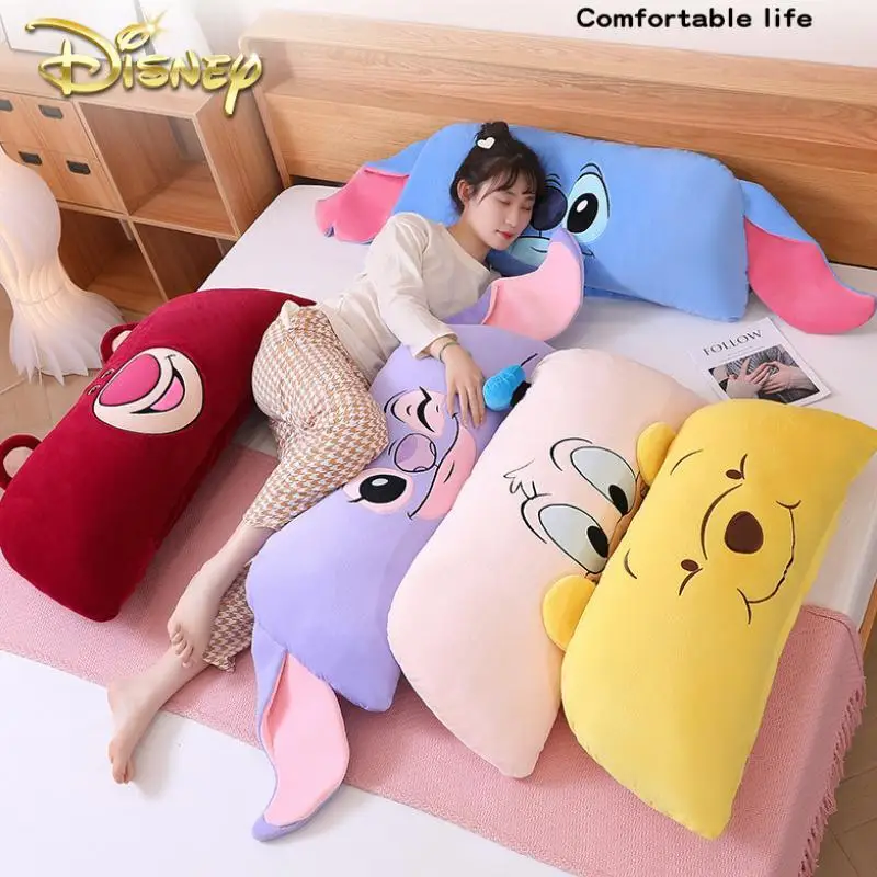 

100cm Disney Plush Pillow Cartoon Stich Strawberry Bear Pillow Sofa Cushion Room Decoration Soft Animal Stuffed Doll Girl Gifts