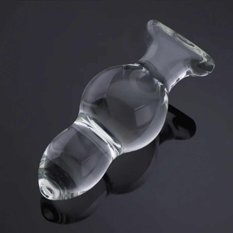 Two Beads Glass Anal Plug Smooth Butt Plug Anal Dilator Prostate Massager Vaginal Stimulate Expanding Sex Toys For Women Men 18