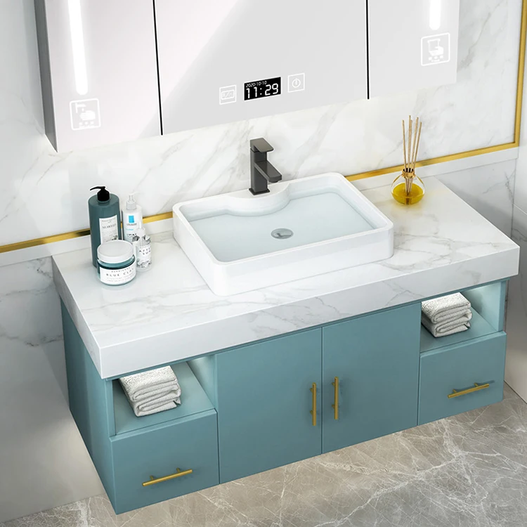 60 Inch Blue American Style Fashionable Bathroom Vanity Cabinets For Living Room