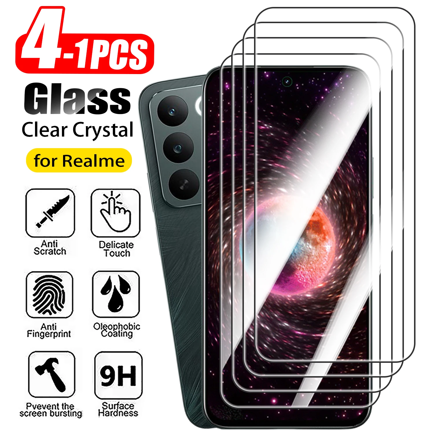 Realme C67 - 1-4 Peças de Vidro Temperado para