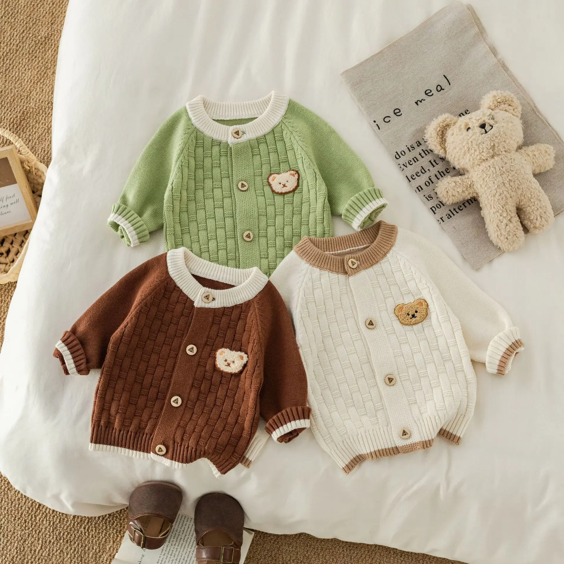 

2025 Knitted Open Cardigan For Boys And Girls Baby Sweater Autumn Winter For Kids Winter Infant Clothes