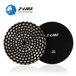 Z-LION 5 Inch Diamond Polishing Pad Sintered Metal Bond Hook And Loop Grinding Disc Wet Use For Concrete Diamond Abrasive Tool