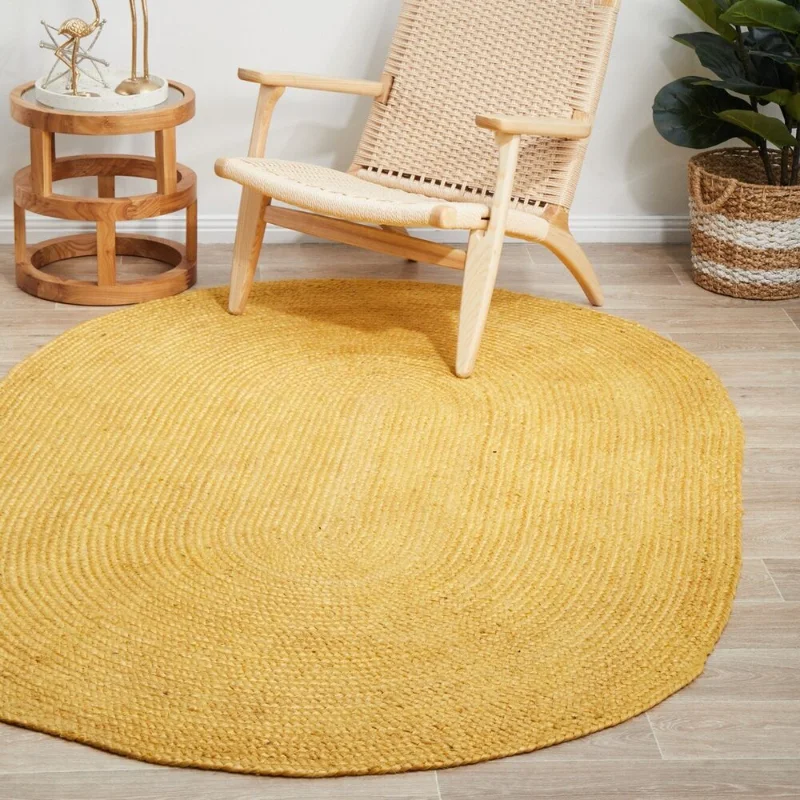 

Rug 100% Natural Jute Handmade Rustic Look Rug Braided Style Reversible Oval Rug Outdoor Rug Area Rug