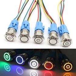 16mm 19mm 22mm  Metal Push Button Switch Momentary/Latching Flat Head Led Light Red Yellow Blue Green White 3V 12V 24V 220V