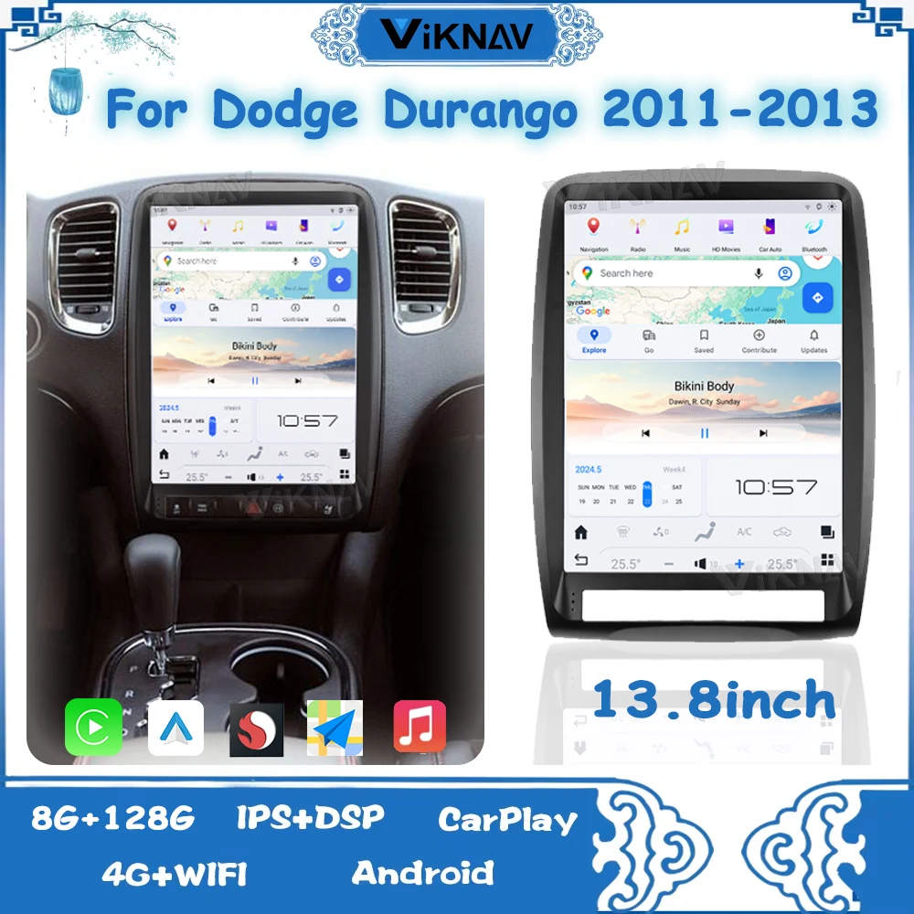 

Видеоплеер Viknav на Android 13, 13,8 дюйма, для Dodge Durango 2011-2013, беспроводной Carplay, авто, BT, Wi-Fi, GPS, навигатор, мультимедийный плеер