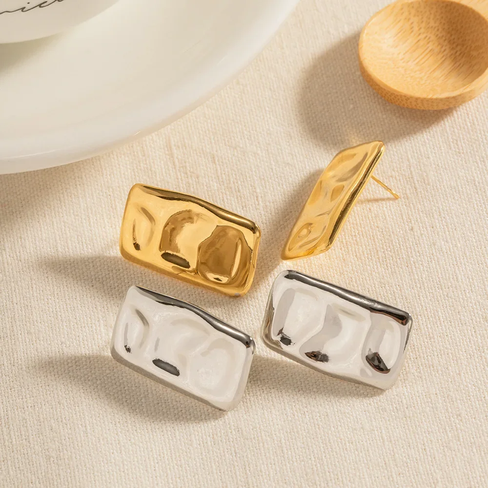 

Copper-Plated Real Gold Rectangle Earings 2023 Fashion Geometry French Eardrop For Women