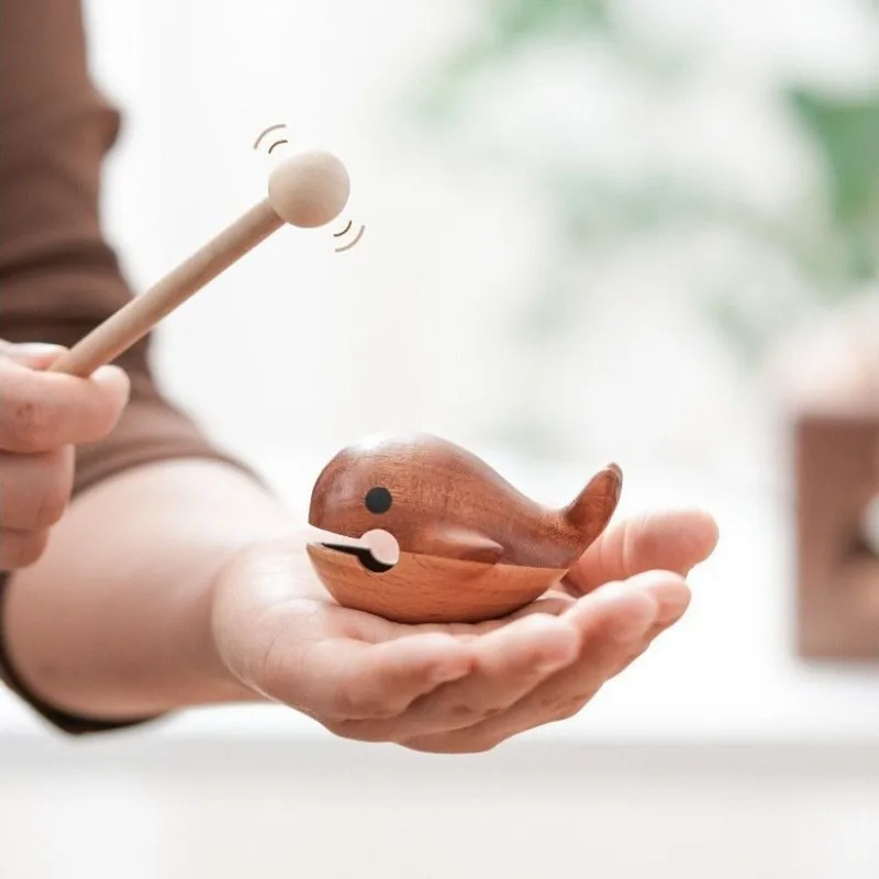 Cute Wooden Fish Sound Healing Relieve Stress Small Wood Fish Buddhism Desktop Decor Sandalwood Whale Percussion Instruments