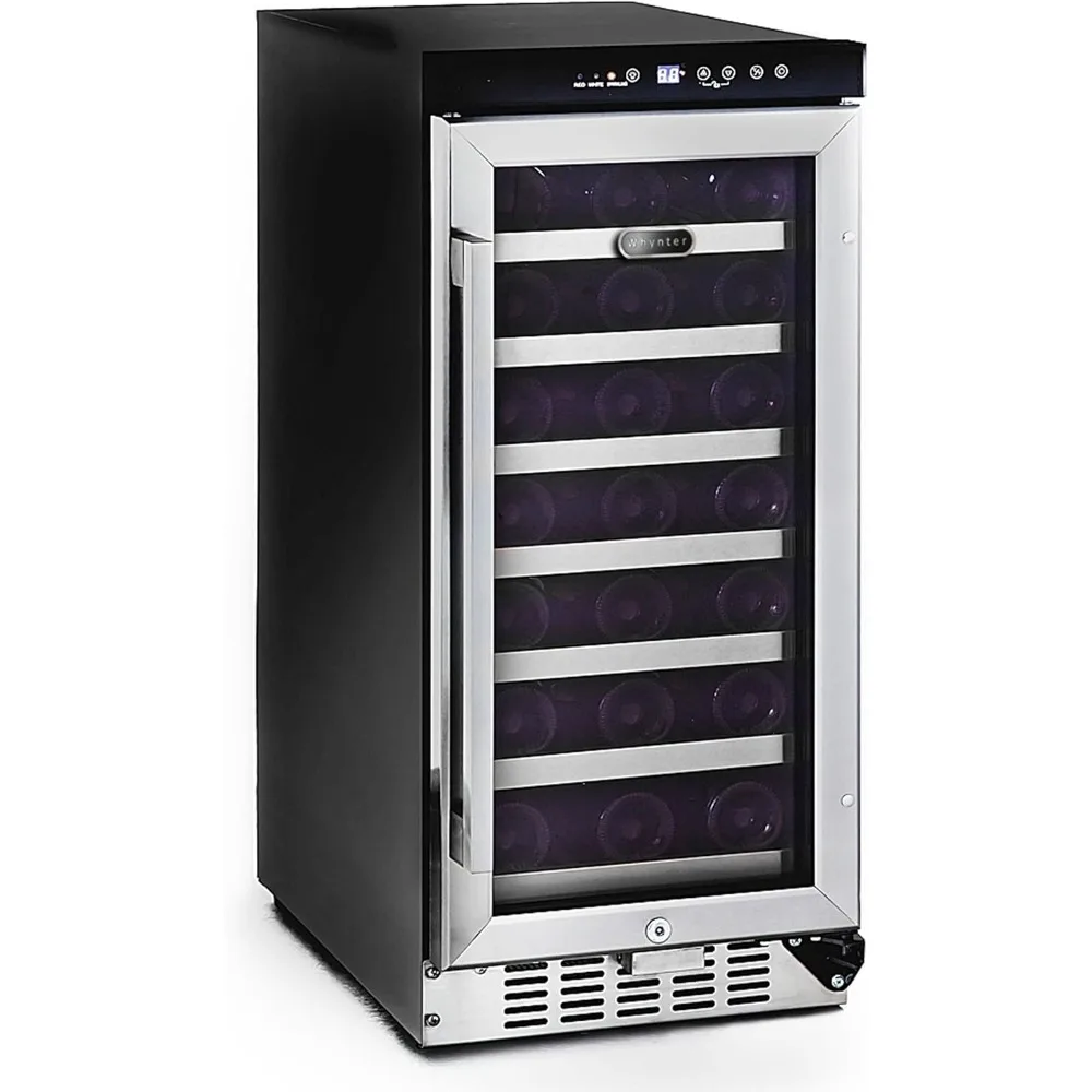 Refrigerador do vinho com controle incorporado do toque, 33 garrafa, multi autônomo, deslize para fora prateleiras do metal, 115 volts