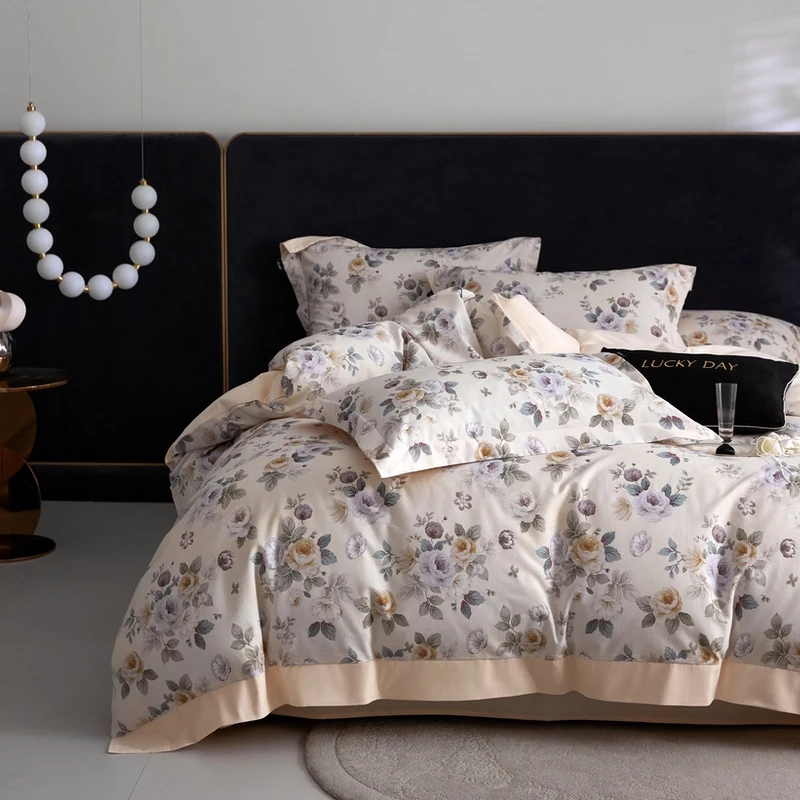 100% Cotton Florals Printing Duvet Cover Set Queen King Set 4pcs Comfortable Soft Bedding Bed Sheet Pillowcases Home Textile